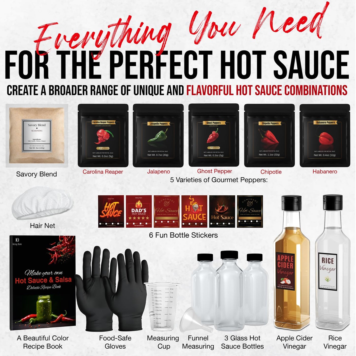 DIY Hot Sauce Making Kit, Gift Set - Hot Sauce Kit - Kitsy Box -