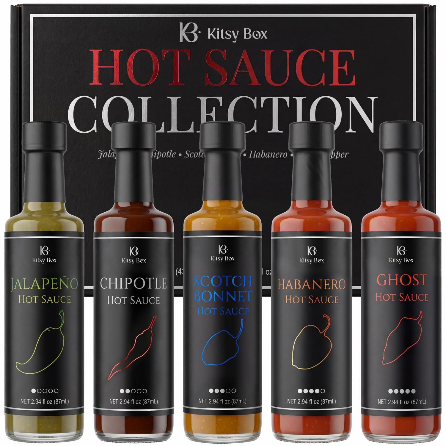 Hot Sauce Gift Set – 5 Bottle Variety Pack | Kitsy Box