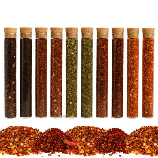 Gourmet Pepper Flakes Gift Set – 10 Levels of Heat (1K–1.8M SHU) (Pre - Order NOW) - Kitsy Box - 