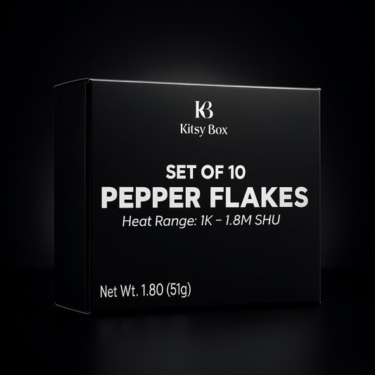 Gourmet Pepper Flakes Gift Set – 10 Levels of Heat (1K–1.8M SHU) (Pre - Order NOW) - Kitsy Box - 