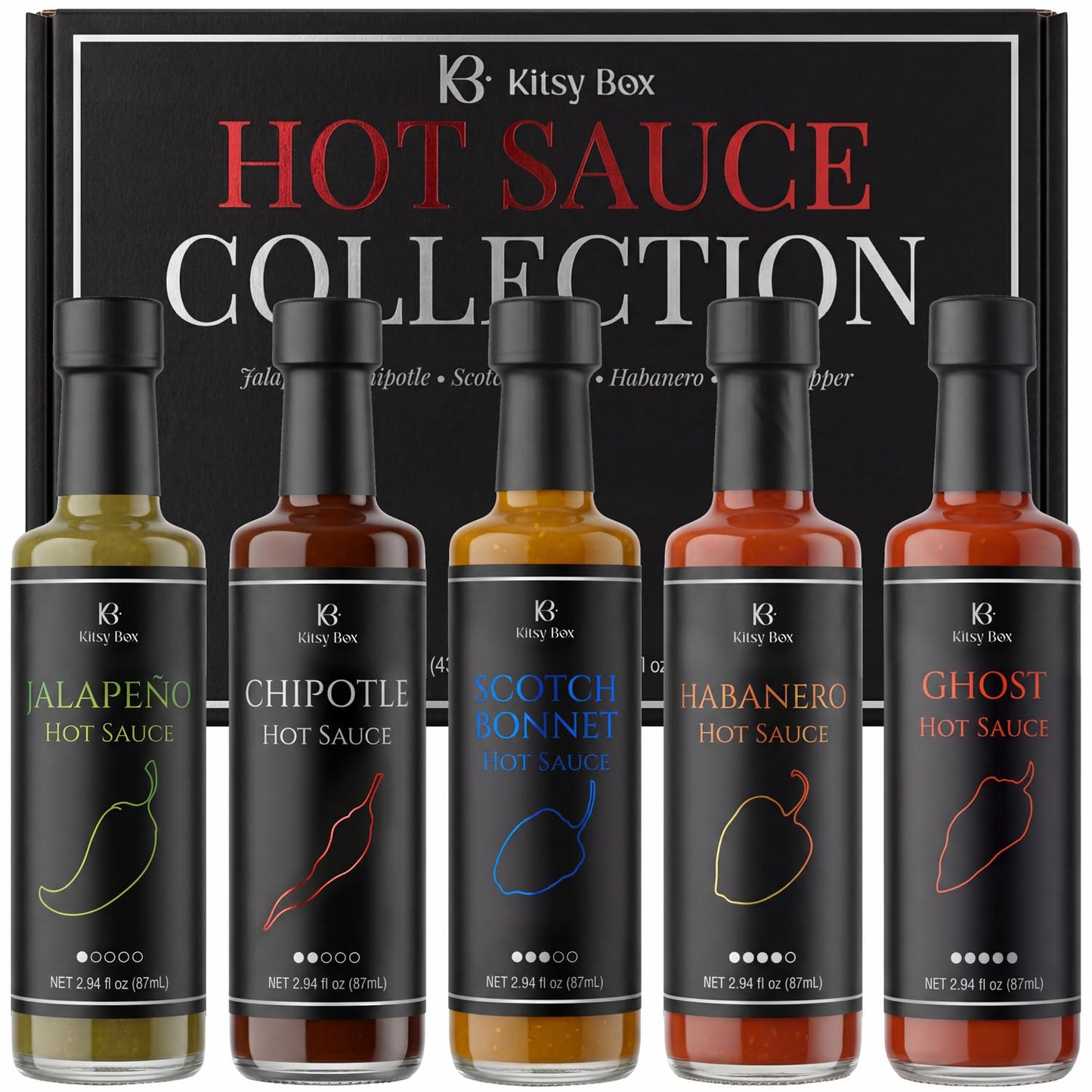 Hot Sauce Gift Set – 5 Pack Variety Sampler - Hot Sauce - Kitsy Box - 